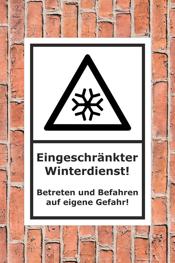 Melis Folienwerkstatt Schild Eingeschränkter Winterdienst - 60x40cm - Bohrlöcher - 3mm Aluverbund –