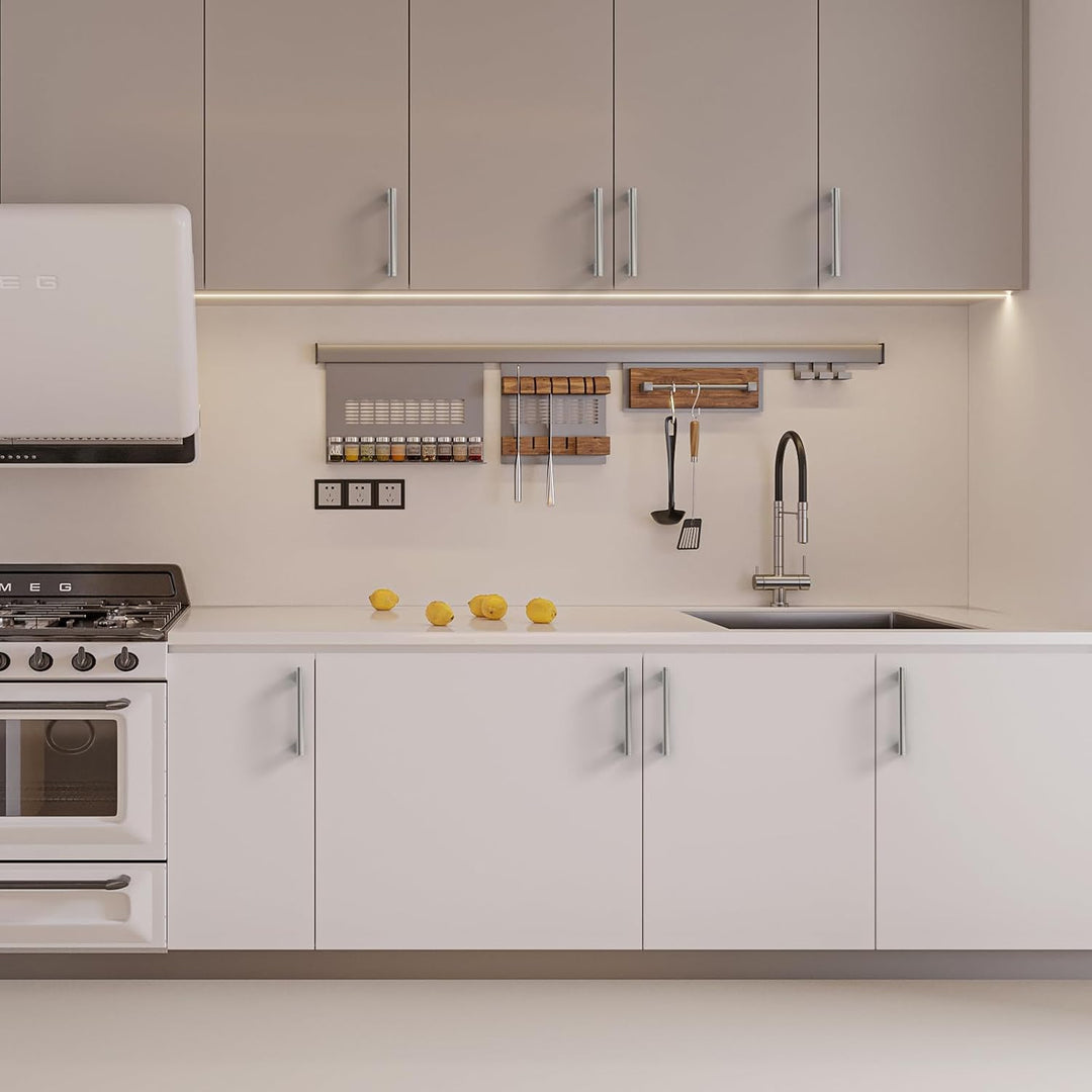 9BUILD 10 Stück Schrankgriffe Gebürsteter Nickel Lochabstand 128mm Griffe für Küchenschränke Edelsta
