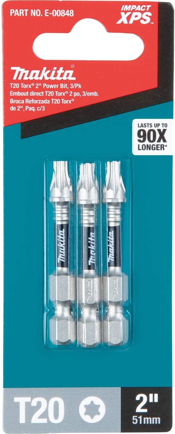 Makita E-00848 Impact XPS T20 Torx 2" Power Bit, 3/pk 3/pk T20, 3/pk T20