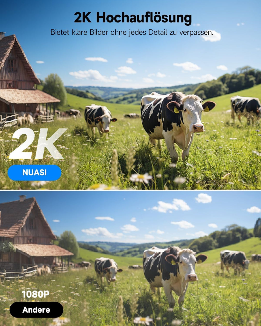4G LTE Überwachungskamera Aussen Solar mit SIM Karte【2 STK】- 2K HD PTZ Kabellos Kamera Ohne WLAN Out