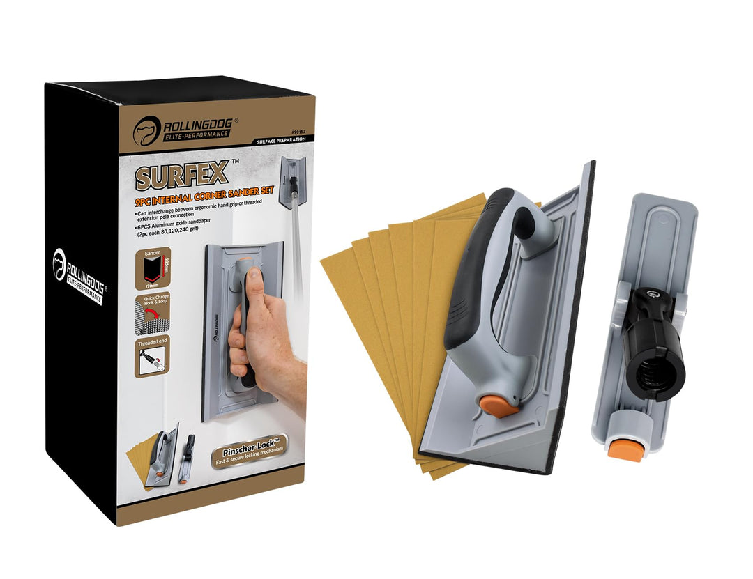 ROLLINGDOG Trockenbau-Eck-Handschleifer – 6 Stück Oxid-Mesh-Schleifpapier für Eckwandreinigung und P