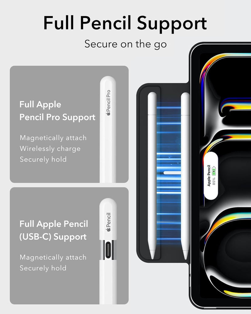 ESR für iPad Pro 11 Zoll Hülle M4 (2024), Magnetbefestigung, dünne dreifach Faltbare Standhülle, unt