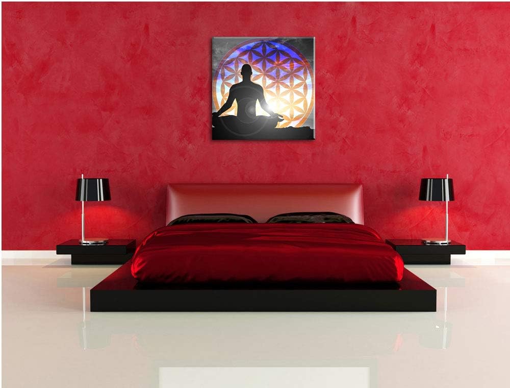 Pixxprint Blume des Lebens als Leinwandbild/Grösse: 70x70 cm/Wandbild/Kunstdruck/fertig bespannt, 70