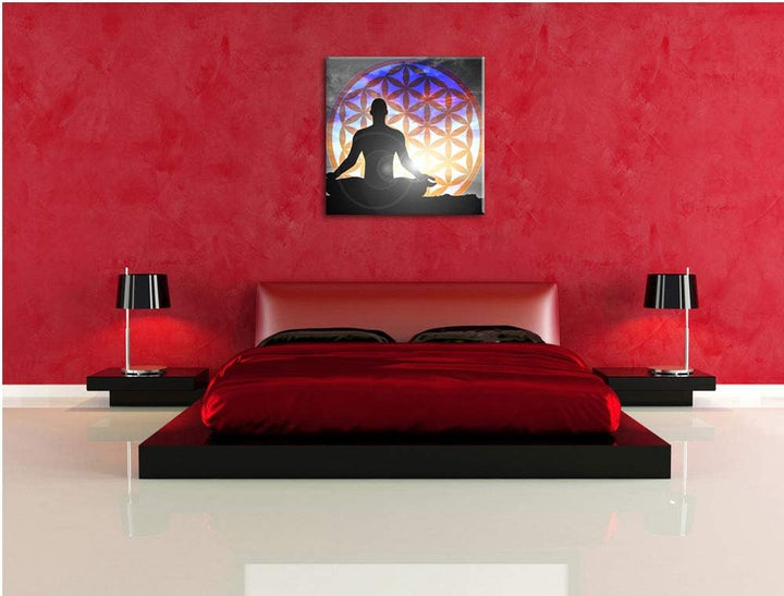 Pixxprint Blume des Lebens als Leinwandbild/Grösse: 70x70 cm/Wandbild/Kunstdruck/fertig bespannt, 70