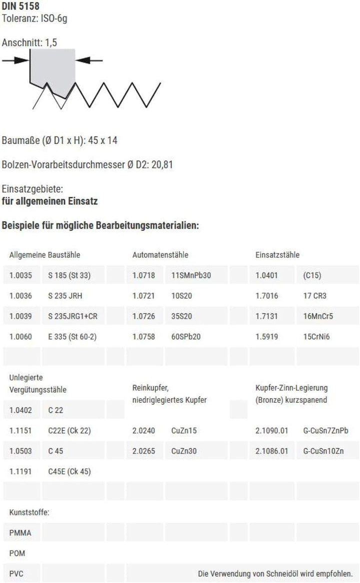 BAER Schneideisen G 1/2 x 14 - HSS Gewindeschneider - Rohrgewinde - Gewindeschneideisen - Aussengewi