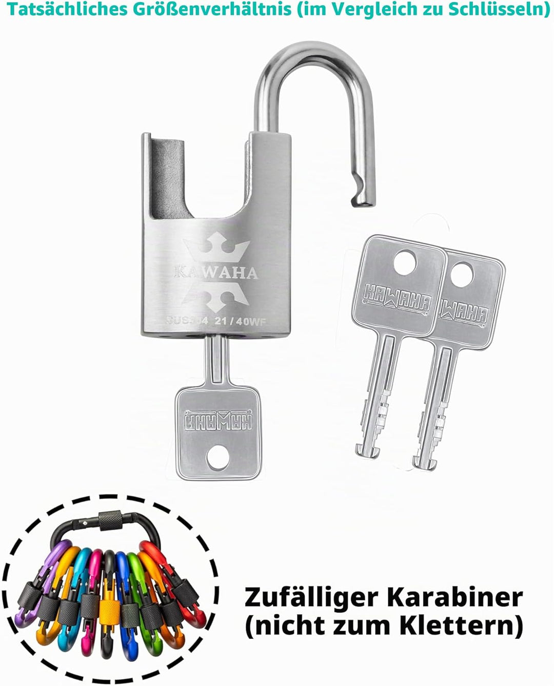 21/40KD-5SK Hochsicherheits-Vorhängeschloss aus Edelstahl mit Schlüssel für den Innen- und Aussenber