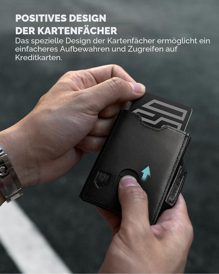 DODENSHA Mini Geldbörse mit Münzfach und RFID-Schutz I Portmonee Herren I Kartenetui Geldbeutel Lede