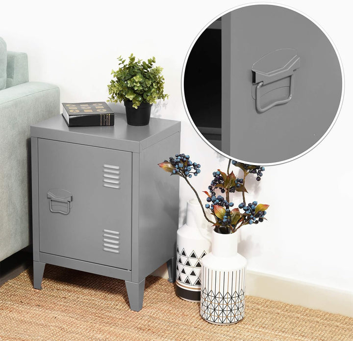 Homy Casa Aufbewahrungsschrank aus Metall, freistehender Schrank, seitlicher Organizer mit 2 Etagen,