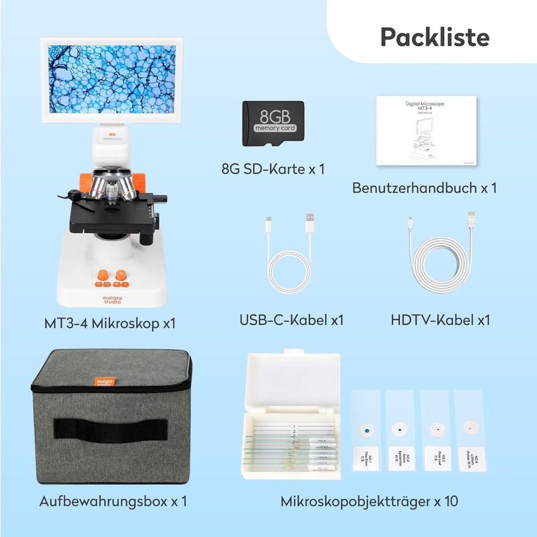 USB Digitales Mikroskop für Kinder Erwachsene, MatataStudio MT3-4 1200x Professionelles Biologisches