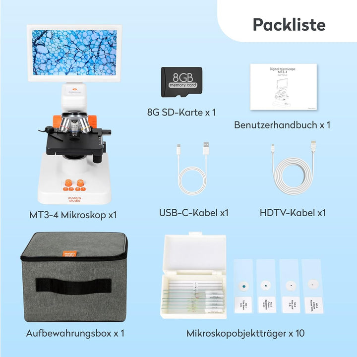 USB Digitales Mikroskop für Kinder Erwachsene, MatataStudio MT3-4 1200x Professionelles Biologisches