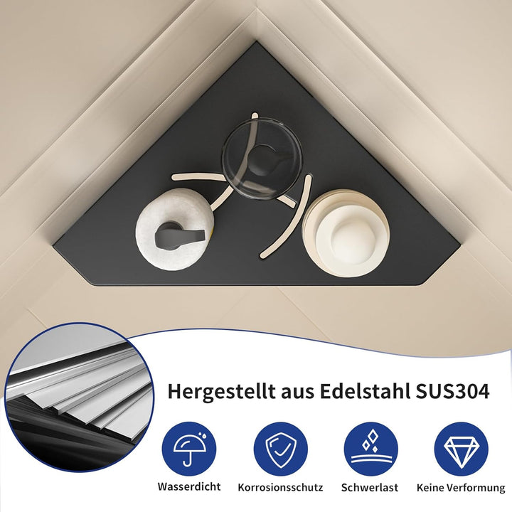 Duschablage mit 3 mm Stärke,304 Edelstahl Pentagonal Eckregal,Vertieftes Badezimmer-Duschregal Dusch