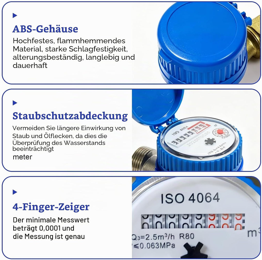 DN15 Wasserzähler Garten, Vollkupfer, Wasserzähler Kalt, Kalt Wasseruhr, Anschluss Gartenwasserzähle