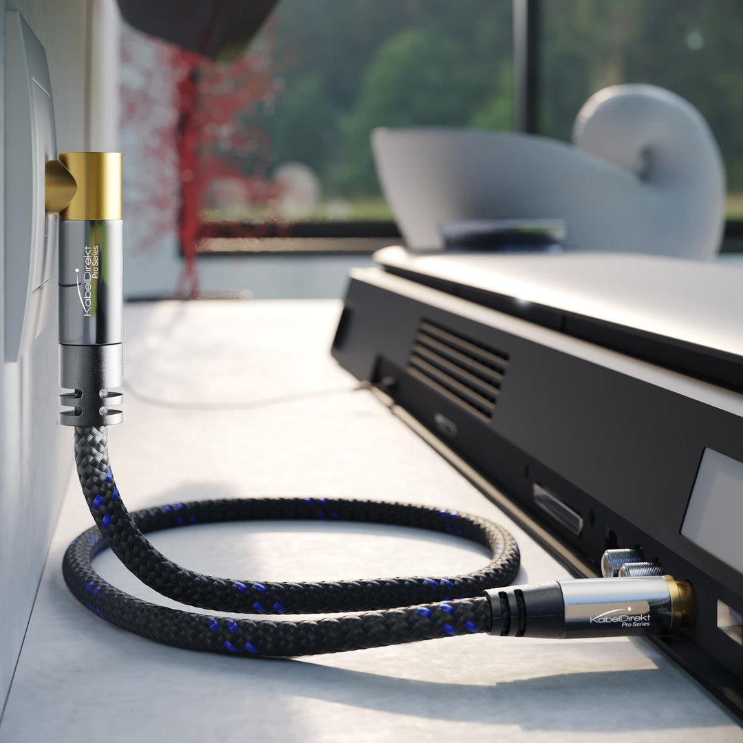 KabelDirekt – 4K Antennenkabel Nylon, TV Kabel gerade/90° gewinkelt – 10m – In Deutschland entwickel