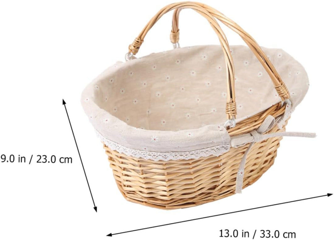 Happyyami Geflochtener Weidenkorb mit Handgriff Multifunktionaler Aufbewahrungskorb für Picknick Blu