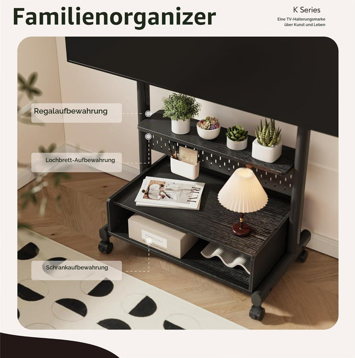 FITUEYES TV Ständer Rollbar Fernsehständer mit Rollen Bodenständer TV Rollwagen für 40-85 Zoll Ferns
