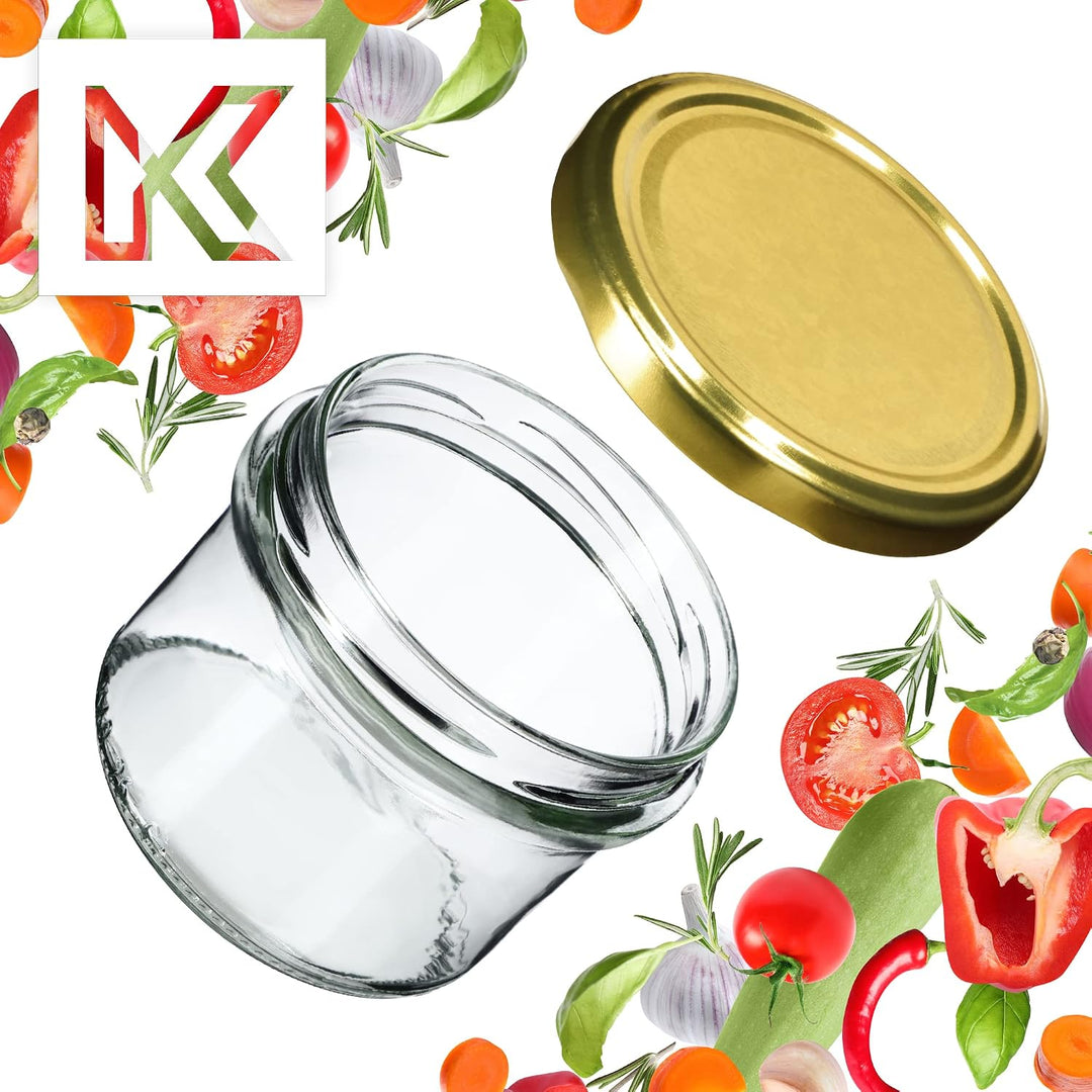 KADAX 20er Set Marmeladengläser 235ml TO82 Gold, Einmachgläser Vorratsgläser Mason Jar mit Schraubde