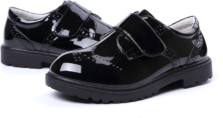 PPXID Jungen Schnürhalbschuhe wasserdichte Lackschuhe Schule Oxfords Uniform Hochzeit Anzugschuhe 21