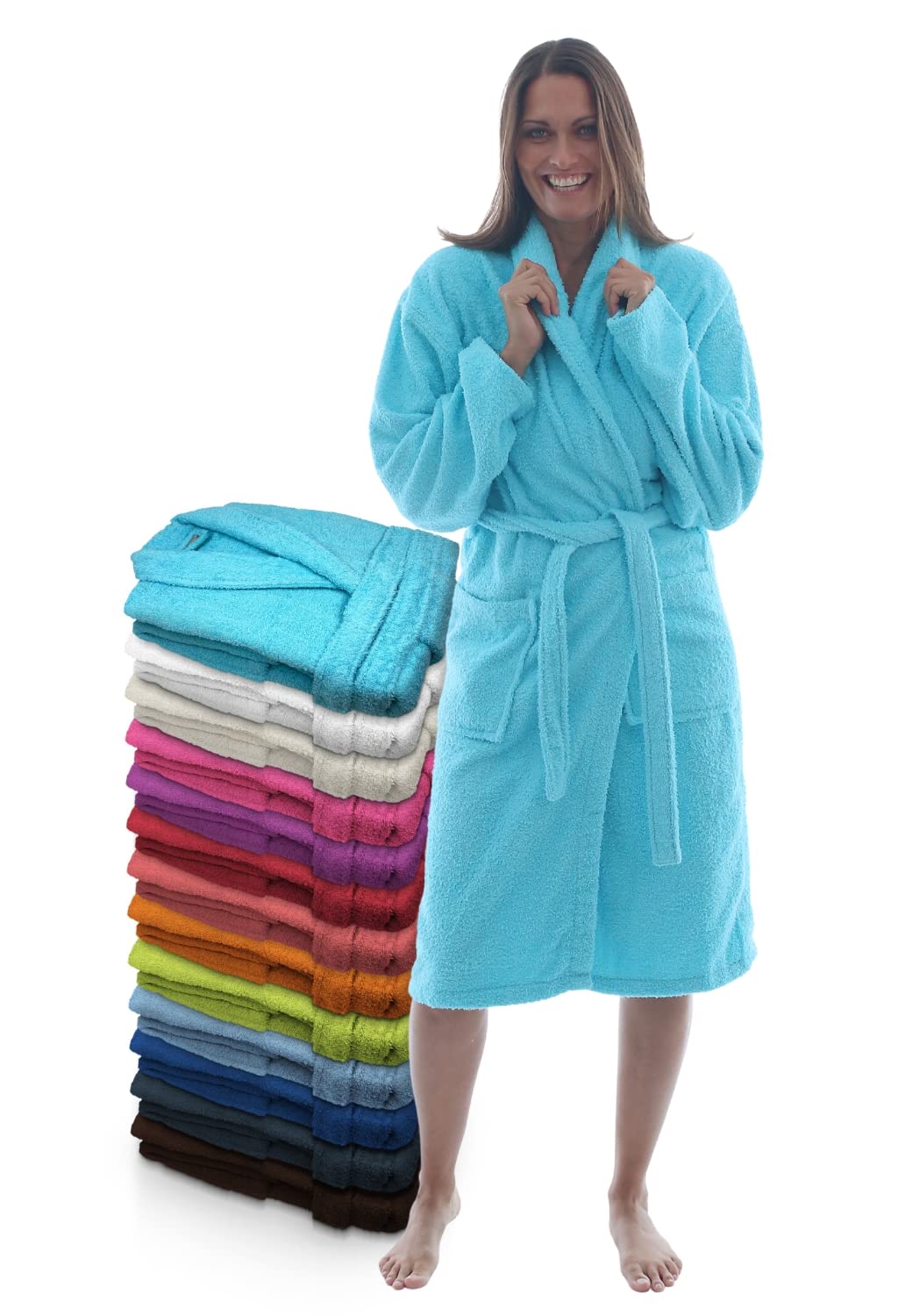 LEBENGOOD Bademantel für Damen, Herren, Unisex, Frottee 100% Baumwolle, Weicher Morgenmantel Dusche,