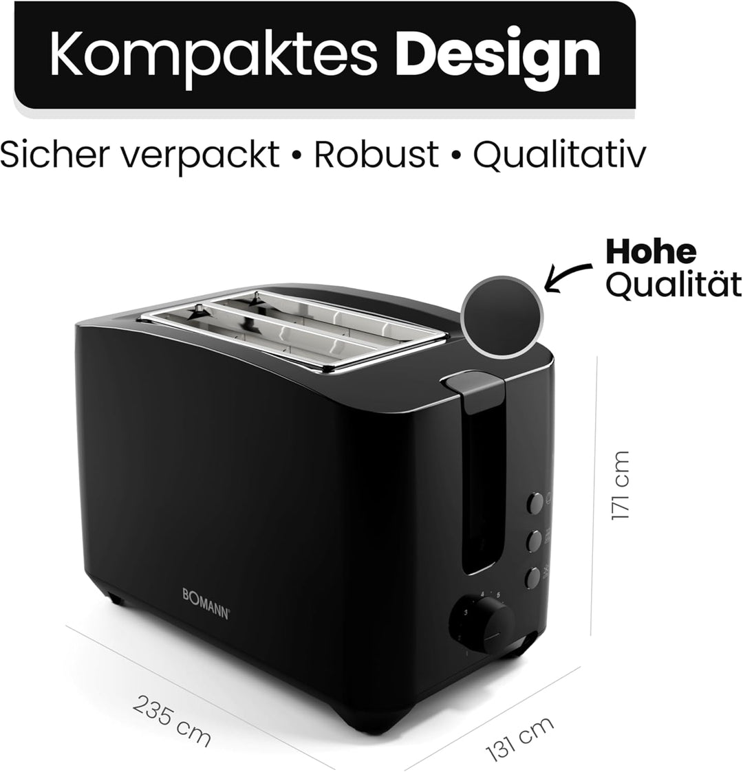 Bomann® Toaster 2 Toastschlitze | Toaster mit Brötchenaufsatz | Toaster 2 Scheiben mit Liftfunktion