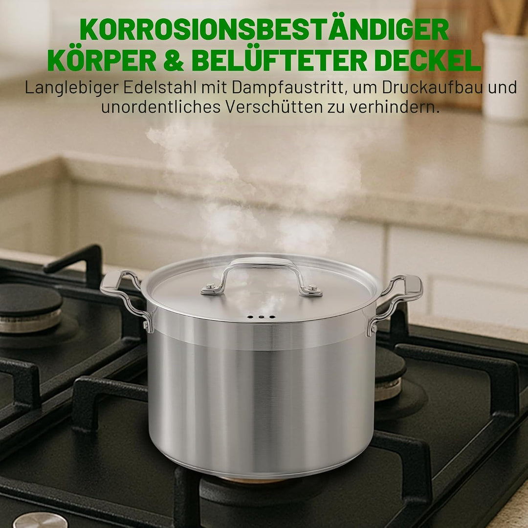 NutriChef 8 Liter Edelstahl-Topf - 18/8 Lebensmittelqualität Schwerer Grosser Suppentopf für Eintöpf