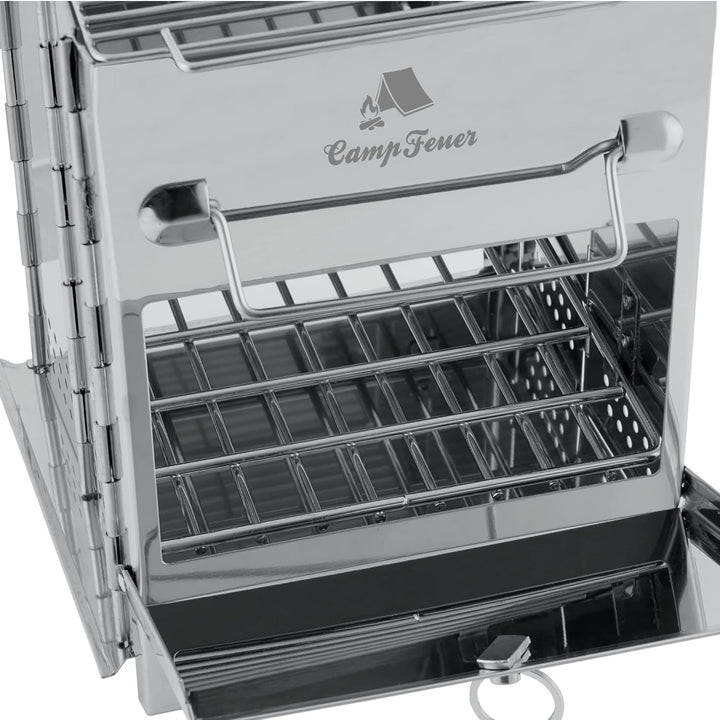 CampFeuer Edelstahl Faltgrill | 22 x 20,5 x 27 cm | Klappgrill | Campinggrill für Hiking und Outdoor