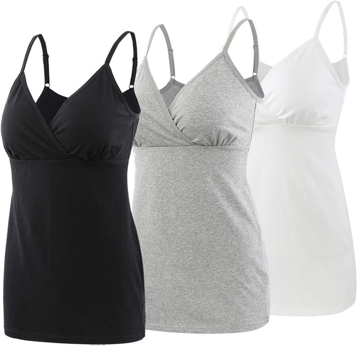 ZUMIY Schwangerschaft Stillen Top, Damen Baumwolle Umstandskleidung Schlaf Ärmellos Cami mit Verstel