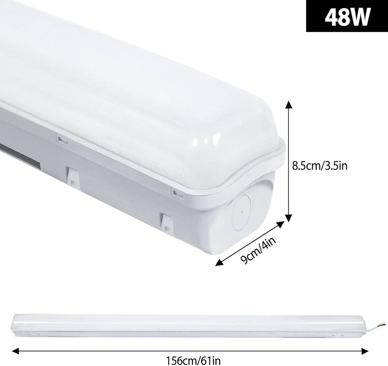 UISEBRT Feuchtraumleuchte LED 150cm 48W 4320LM Wannenleuchte LED Deckenleuchte IP65 Wasserfest Werks