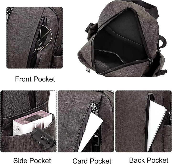 FANDARE Retro Brusttasche Sling Bag Sling Rucksack Schultertasche Crossbody Bag Business Umhängetasc
