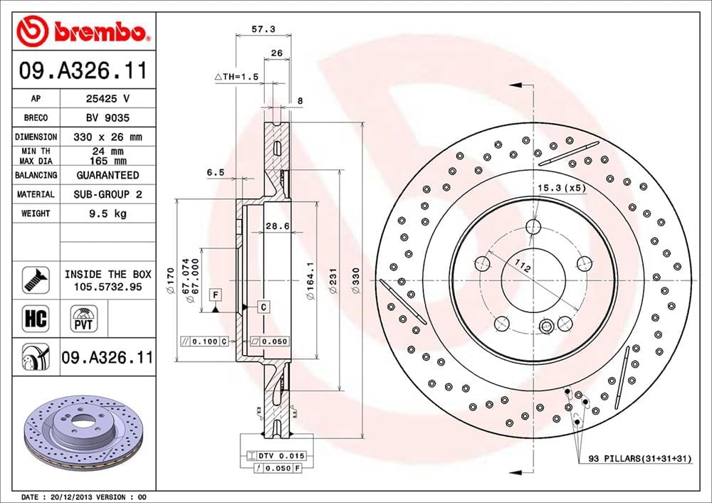 BREMBO 09.A326.11 Bremsscheiben Set of 2