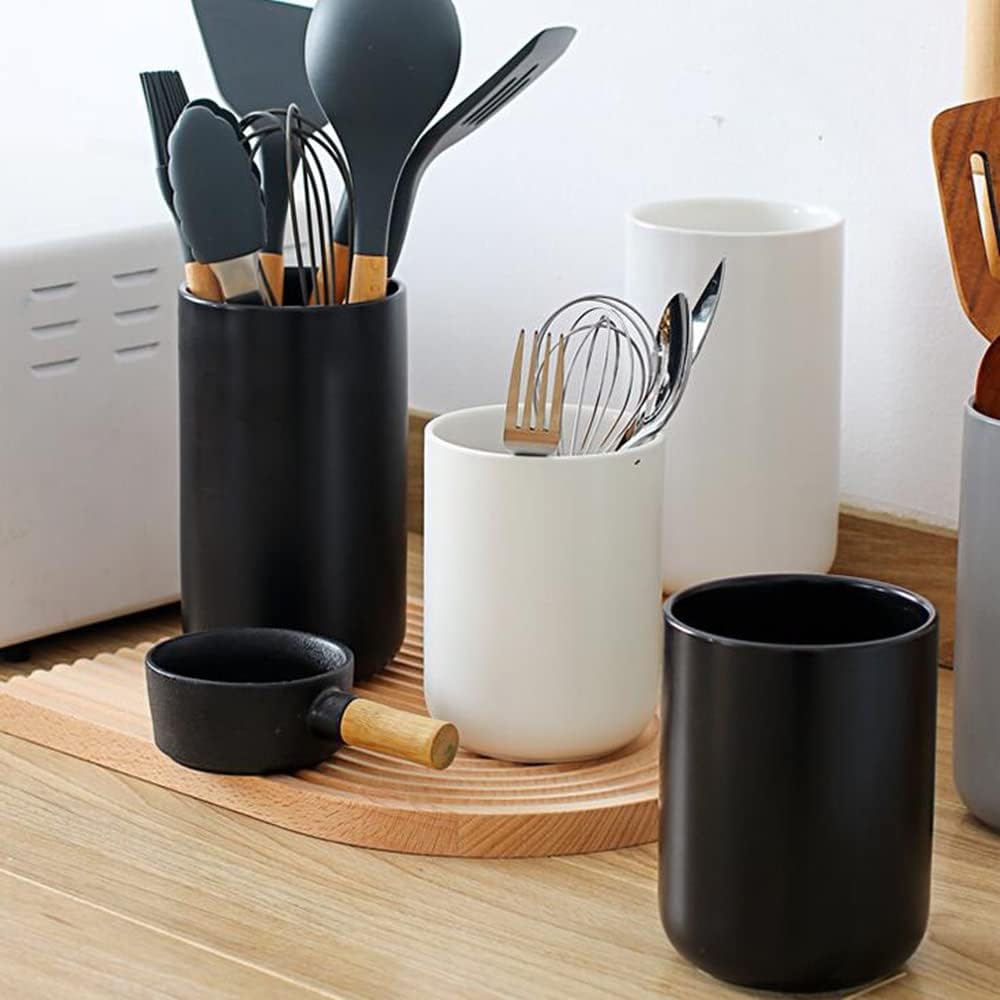 OnePine Küchenutensilienhalter Keramik, Utensilienhalter in Modernem Design, Besteckhalter Für Gabel