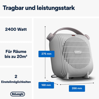 De'Longhi HFS30B24.W Tischheizlüfter, 2400 W, weiss/altsrosa, Weiss