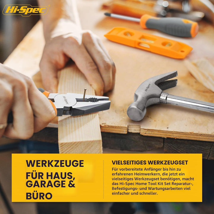 Hi-Spec 30-tlg. DIY Kompakt-Werkzeug-Set mit 18V Akku- &amp; Bohrschrauber, Bohrmaschine, Akkubohrer und