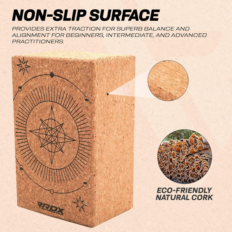 RDX Yoga Cork Block Set, High Density Eva Schaumstoff Rutschfester Blöcke, Leichtes Yogaklotz für Kö