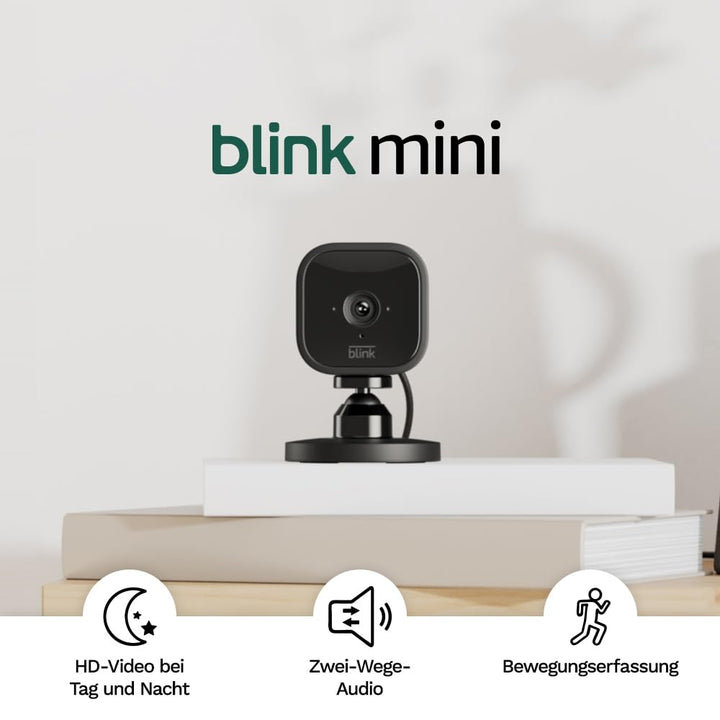 Blink Mini – Kompakte, smarte Plug-in-Überwachungskamera für innen, 1080p-HD-Video, Nachtsicht, Zwei