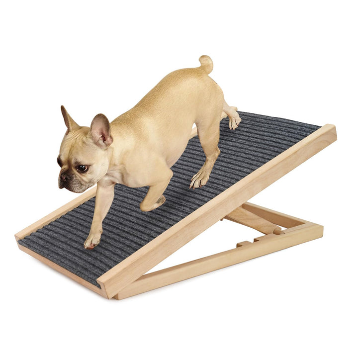 Holz Haustier Rampe, 2 Höhenverstellung Auto Hund Leiter, Haustiere Treppe mit rutschfestem Teppich,