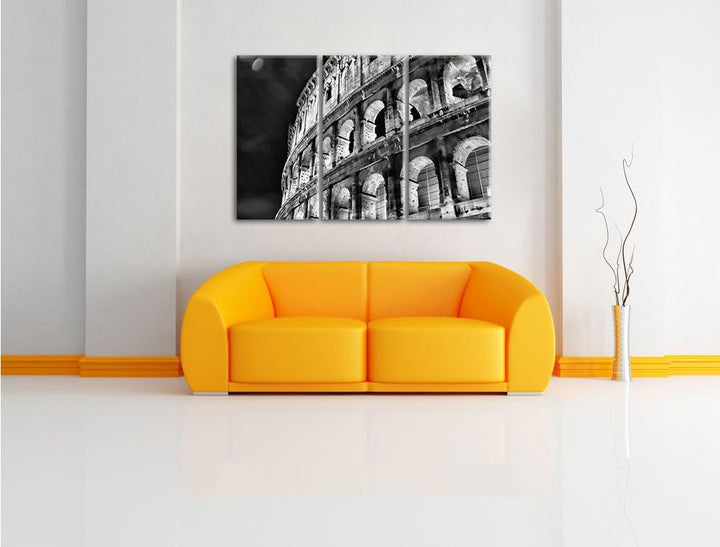 Pixxprint Amphitheater in Rom bei Nacht als Leinwandbild/Grösse: 3 Teilig (120x80) cm/Wandbild/Kunst