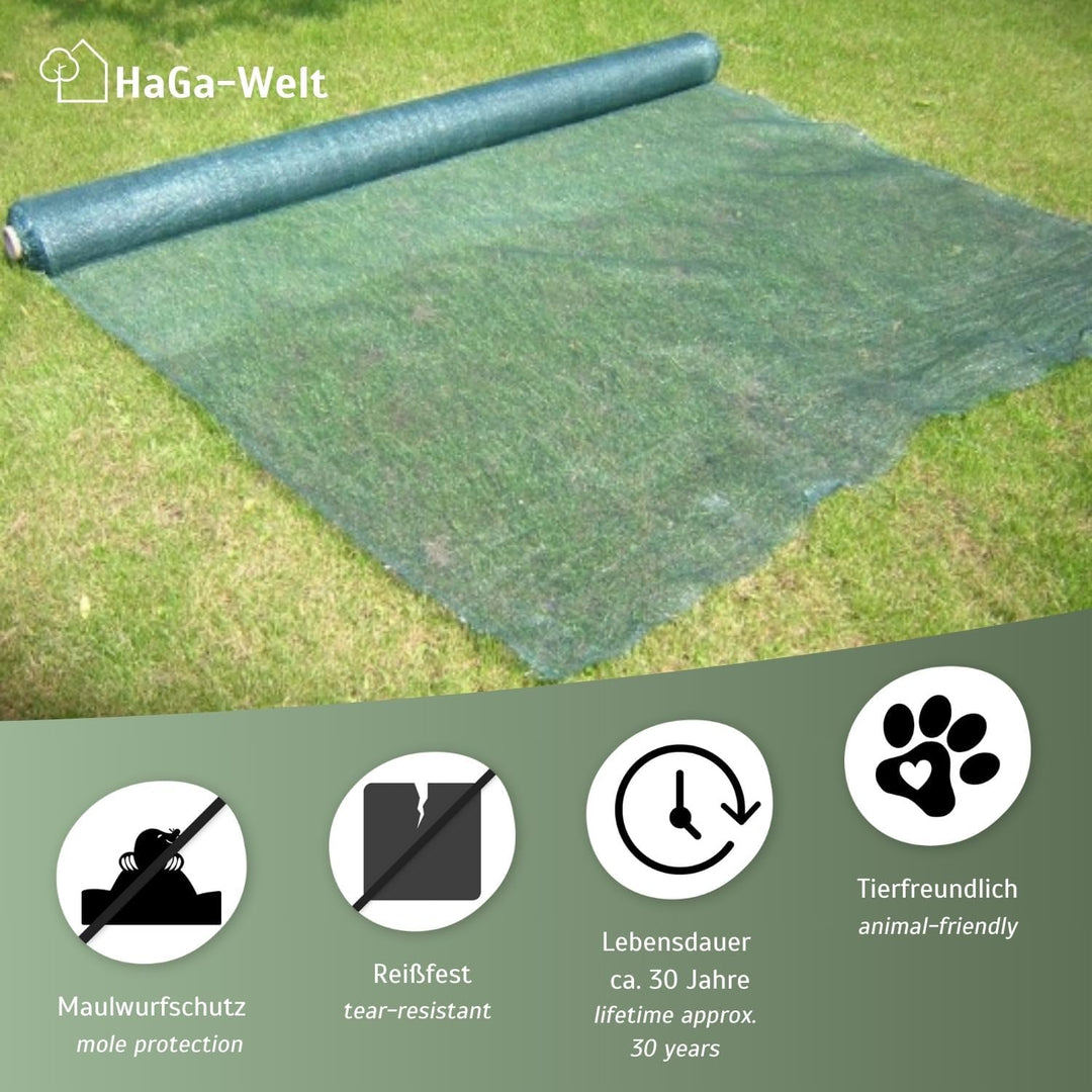 Haga Maulwurfnetz - Maulwurfschutz - gegen Maulwurfshügel - Rasenschutz für den Garten - aus Kunstst