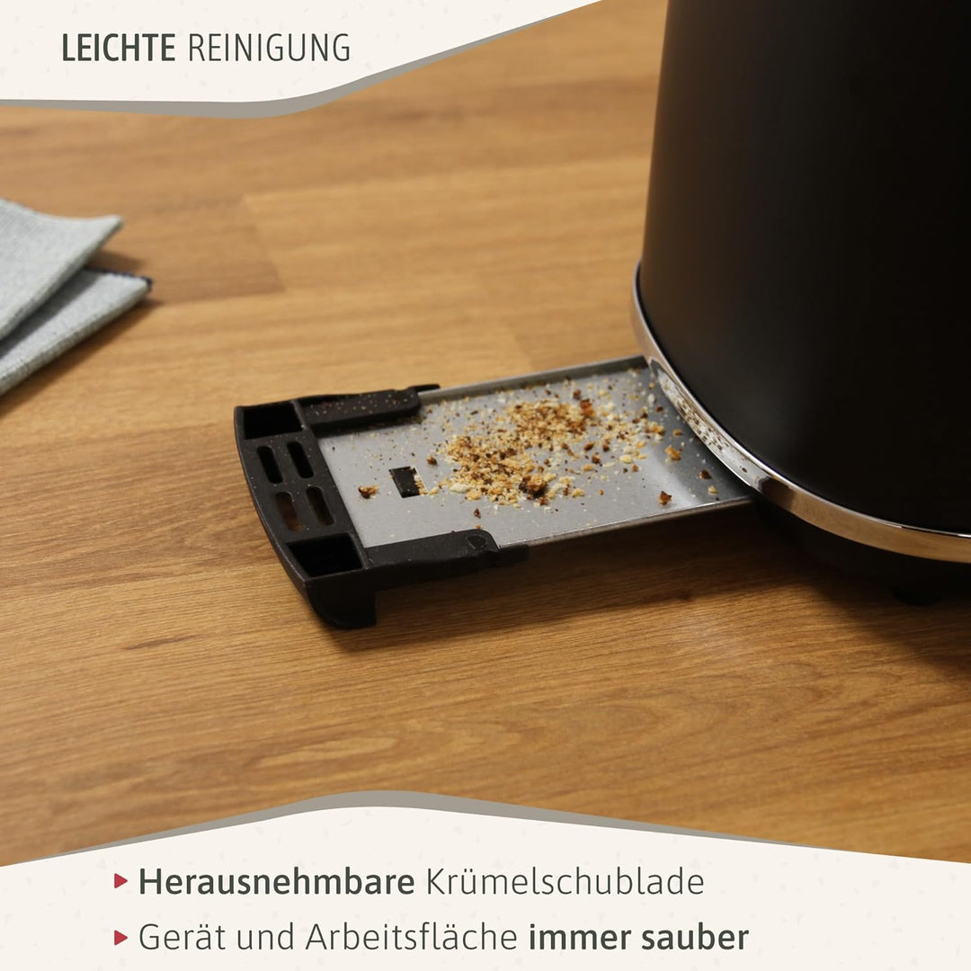 briebe Nordic Toaster mit breitem Schlitz, Toaster für 2 Scheiben, 6 Röststufen, Aufwärmfunktion, Ab