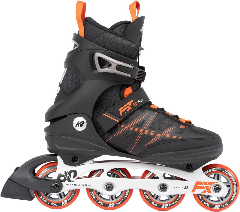 K2 Herren F.i.t. 80 Alu Inline Skates EU: 47 (UK: 11.5 / US: 12.5) black - red, EU: 47 (UK: 11.5 / U