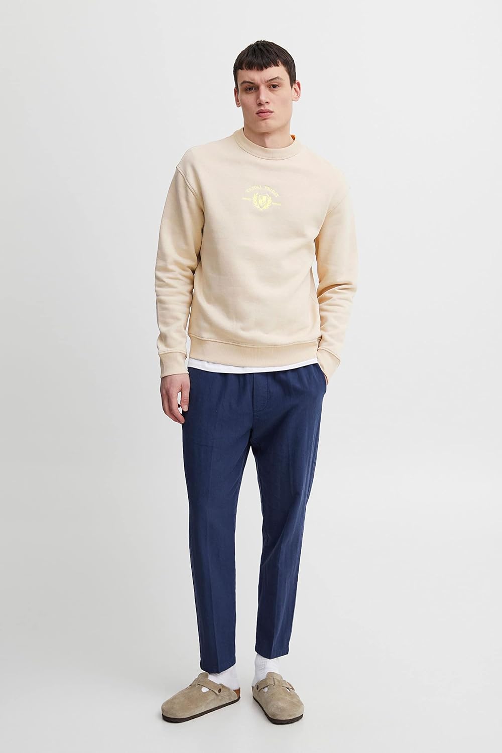 CASUAL FRIDAY CFSage Herren Sweatshirt Pullover Pulli mit Rundhalsausschnitt O-Neck Stickerei XL Cha