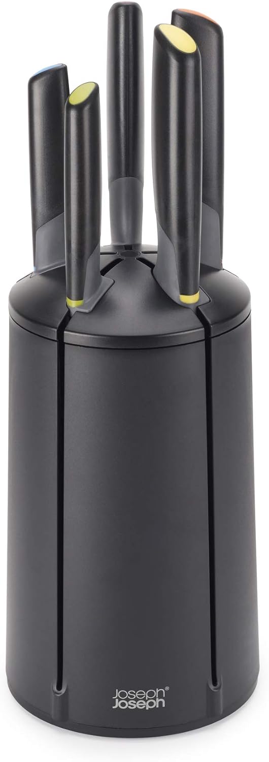 Joseph Joseph Elevate Messerblock, 5-teilig, drehbar, japanischer Edelstahl, Schwarz Mehrfarbig