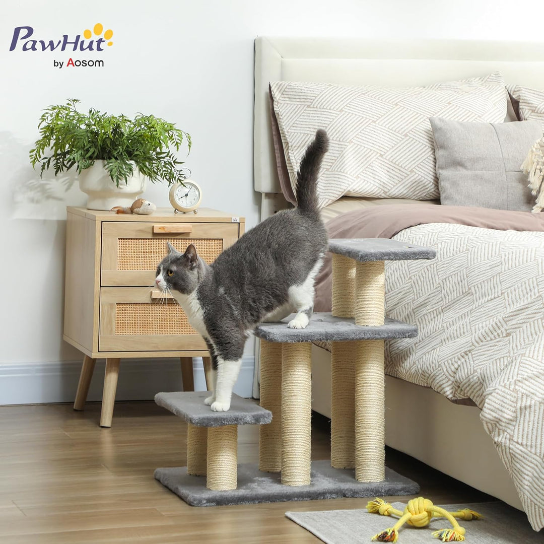 PawHut Hundetreppe 3 Stufen 54 cm Hoch Haustiertreppe für Kleine Hunde Katzentreppe Hunderampe mit S
