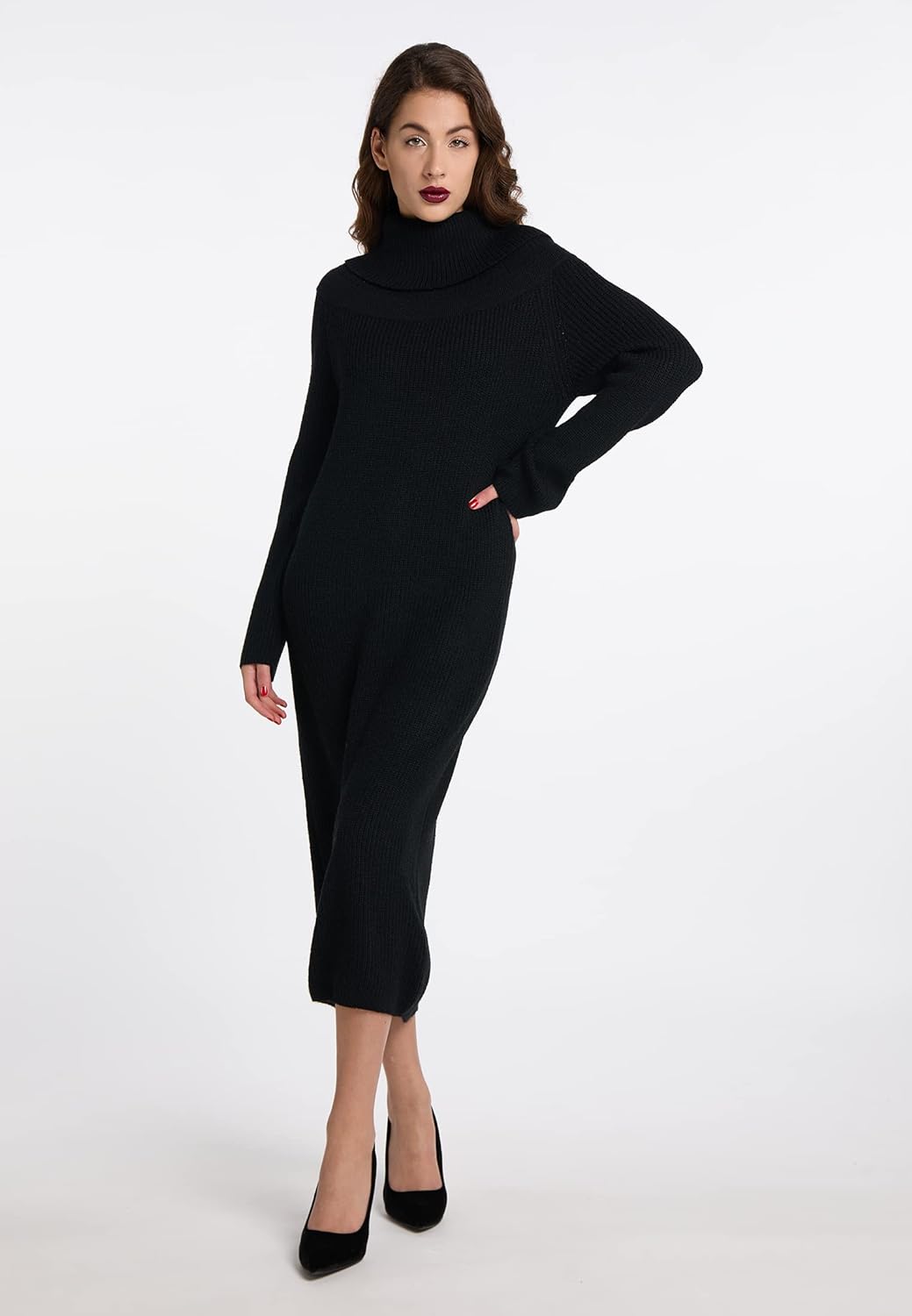faina Damen Strickkleid tylin XS-S Schwarz, XS-S Schwarz