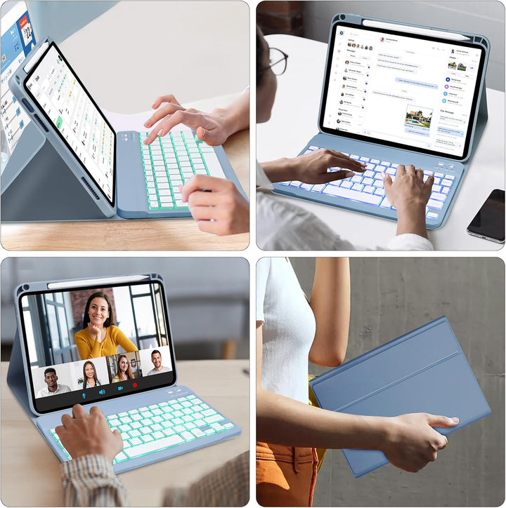 AGARELE Tastatur Hülle für iPad 10 Generation Hülle mit Tastatur 10,9 Zoll 2022-7 Farben Beleuchtete