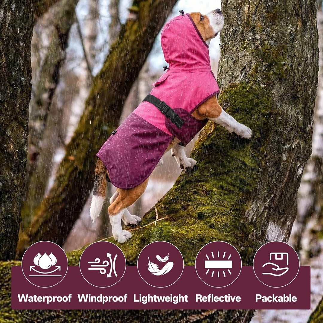 Hunde-Regenmantel für mittelgrosse Hunde mit Kapuze, wasserdicht, reflektierend, mit verstellbarem K