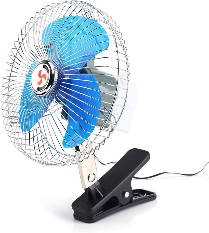 Nikou Auto Ventilator Mini Lüfter mit Clip, 12V 25W Fahrzeug Clip-On Ventilator 180° Drehung, Tragba