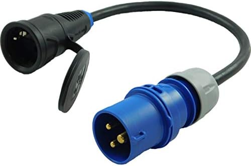 NWP Adapter SET 2-teilig 3-Pol CEE Stecker Kupplung auf Schuko Stecker Kupplung 230V 16A - 3x2,5mm²