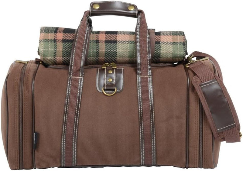 Picknicktasche mit Campinggeschirr Picknickkorb 29 teilig Umhängetasche 45 x 25 x 24 cm Braun