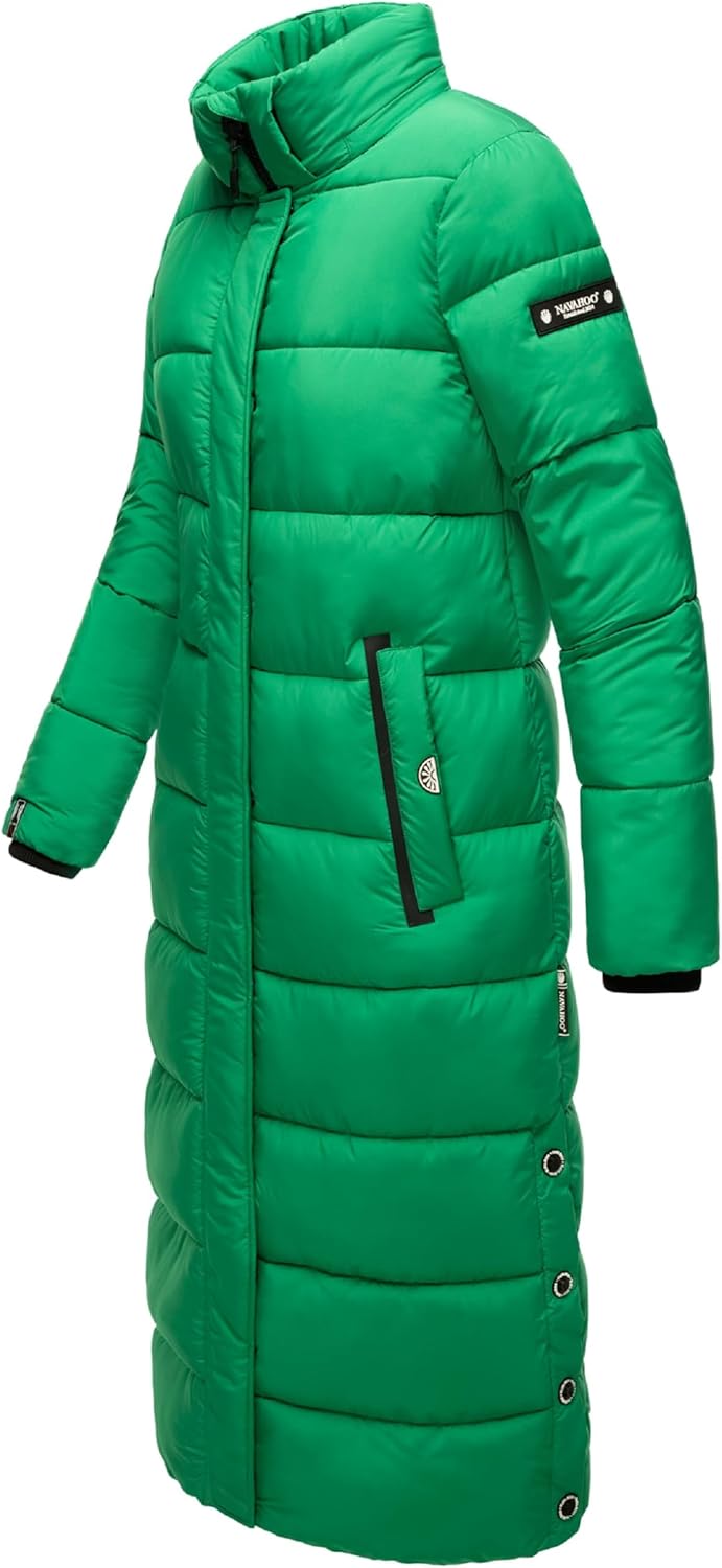 Navahoo Damen Wintermantel Warmer Steppmantel lang mit Abnehmbarer Kapuze Isalie XS-XXL L Smaragd Gr