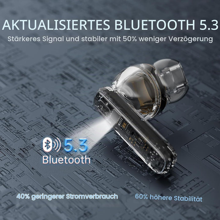 Bluetooth Kopfhörer, 2026 Stereo-Bass Kopfhörer Kabellos Bluetooth in Ear | 4 ENC Noise Cancelling M